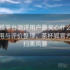 茶杯狐平台测评用户最关心什么？如何使用与评价整理，茶杯狐官方网站扫黑风暴