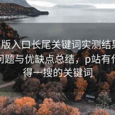 P站正版入口长尾关键词实测结果：存在的问题与优缺点总结，p站有什么值得一搜的关键词