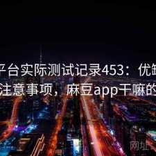 麻豆平台实际测试记录453：优缺点与注意事项，麻豆app干嘛的