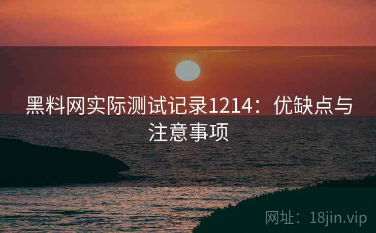 黑料网实际测试记录1214：优缺点与注意事项  第2张