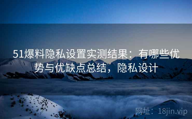 51爆料隐私设置实测结果：有哪些优势与优缺点总结，隐私设计  第2张
